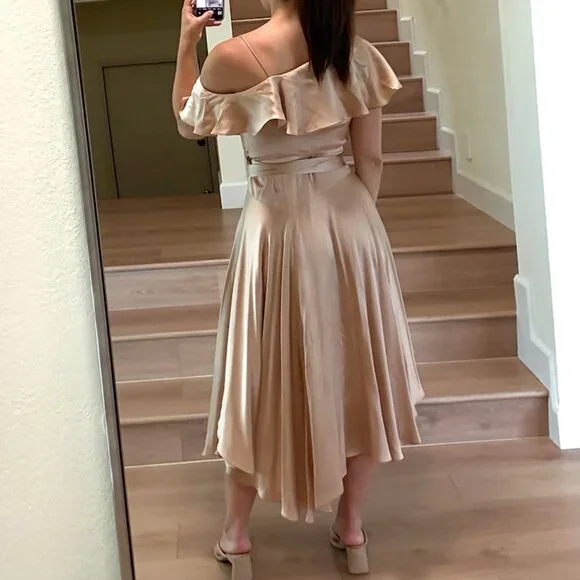 Zimmermann Midi Asymmetrical Wrap Dress Blush Pink Size US 0 - Picture 5 of 6